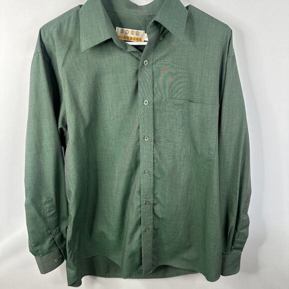 Vintage Boss Hugo Boss Shirt Men's XL Green Long Sleeve Button Down 80s- 90s Era - Picture 1 of 10